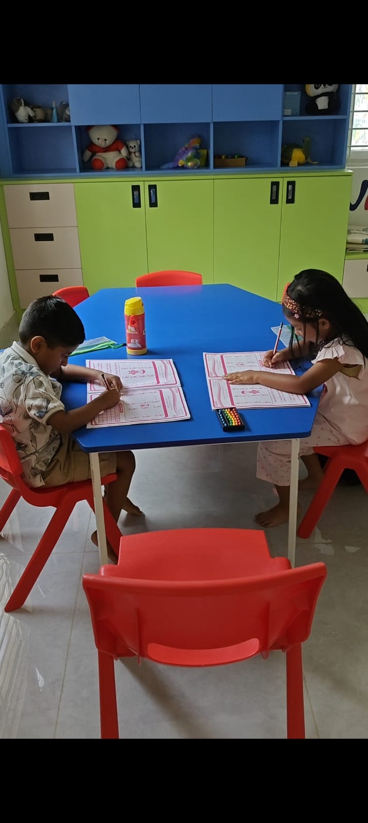 Students learning abacus